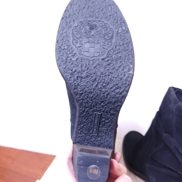 Black Suede Boots Vince Camuto Parka Slouchy WomenSZ 6.5 M Booties 3" heel - Picture 5 of 9